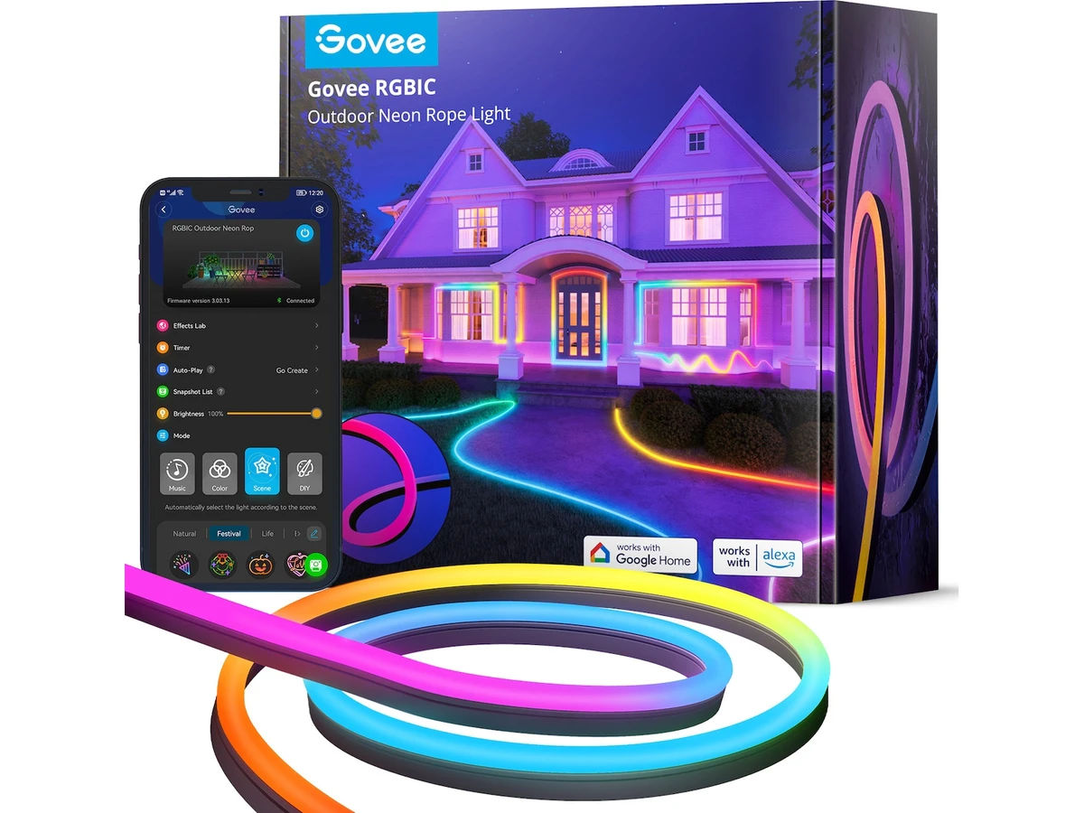 Govee RGBIC Outdoor Neon Rope Light, 10m