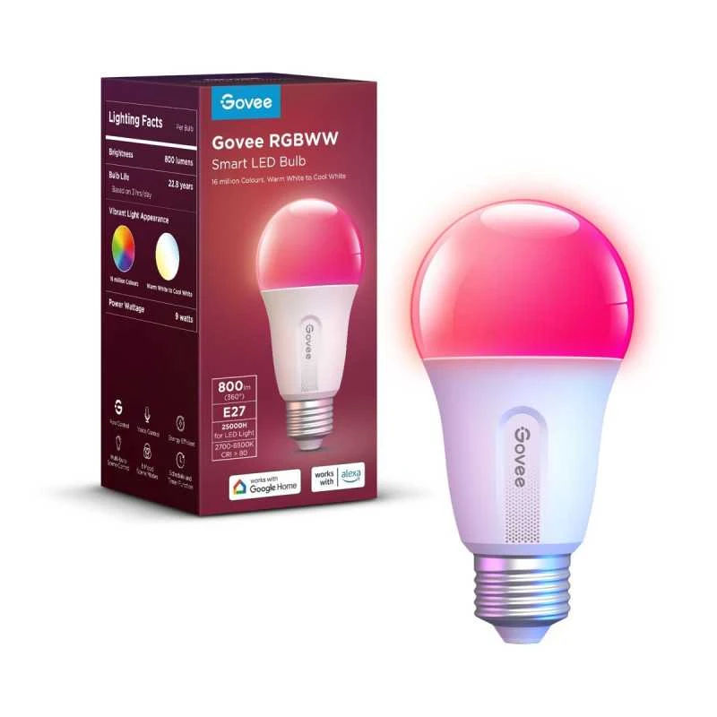 Govee Wi-Fi & Bluetooth Smart Light Bulb E27 800 lm