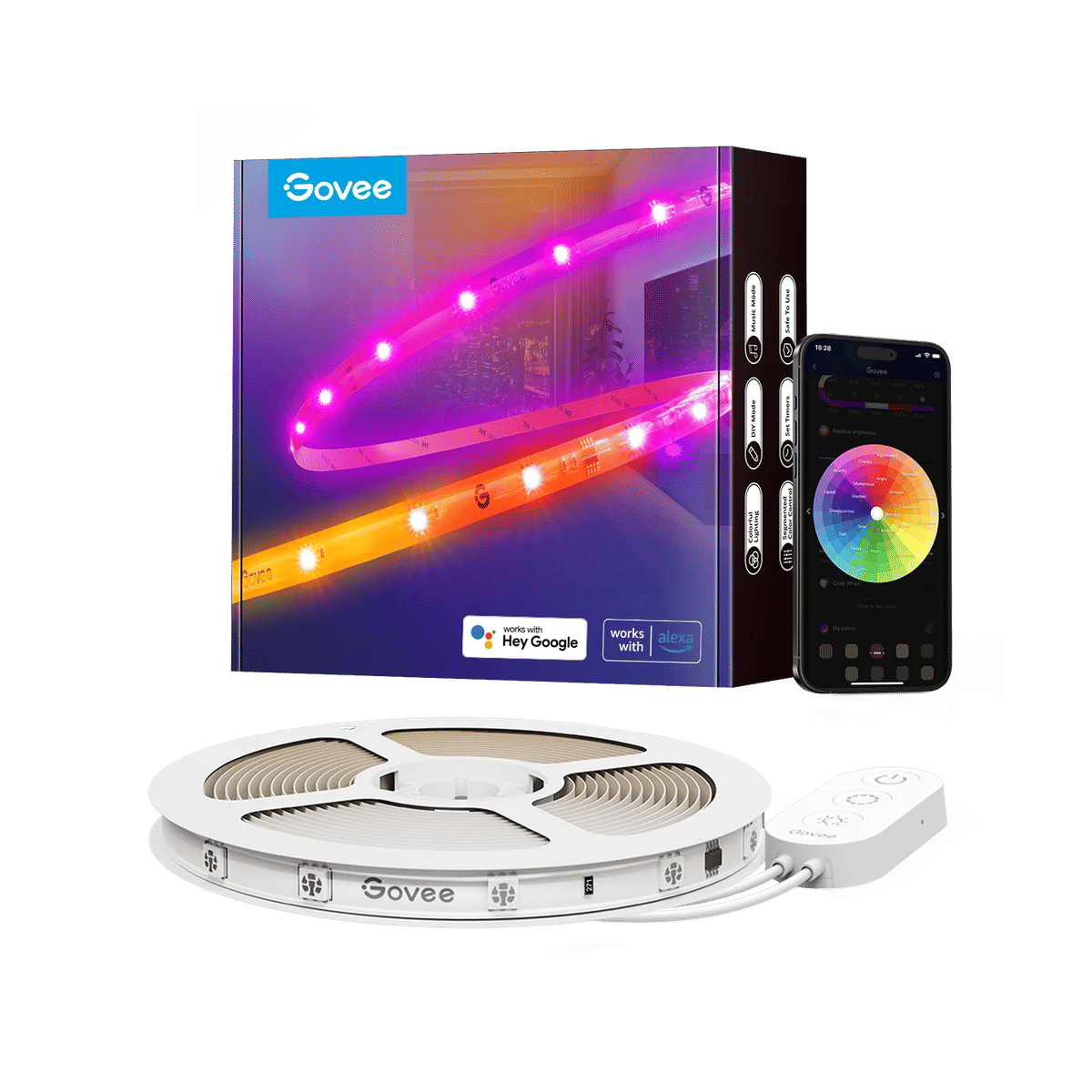 Govee RGBIC Basic Wi-Fi + Bluetooth LED Strip, 10m