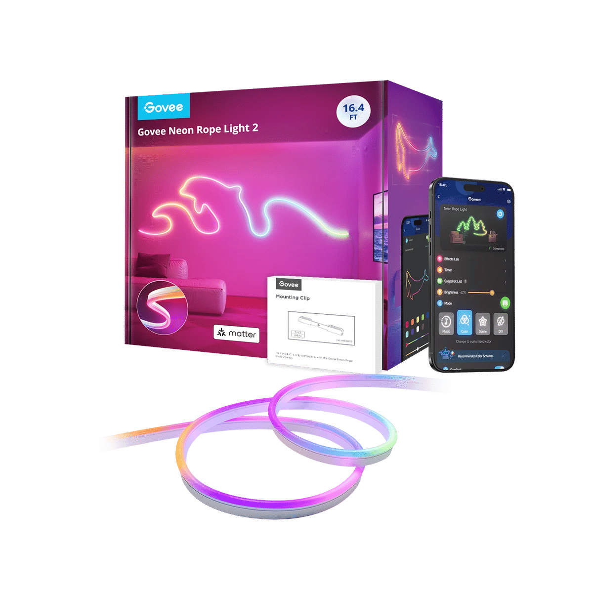 Govee Neon Rope Light 2 - 4m, sort